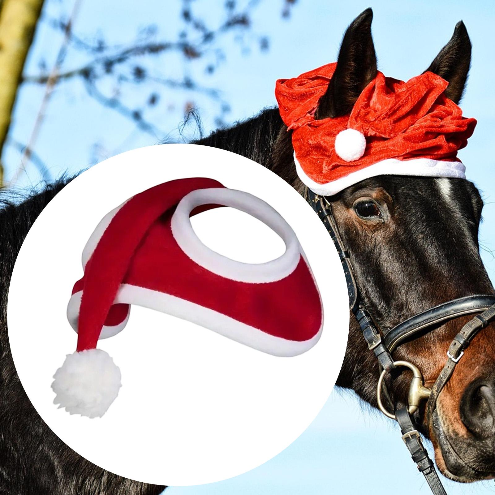Grooming Kit Horse - クリスマス馬帽子、ドレスアップ、農場の冬の写真、かわいい、通気性のある乗馬服、ホリデーデコレーションアクセサリー