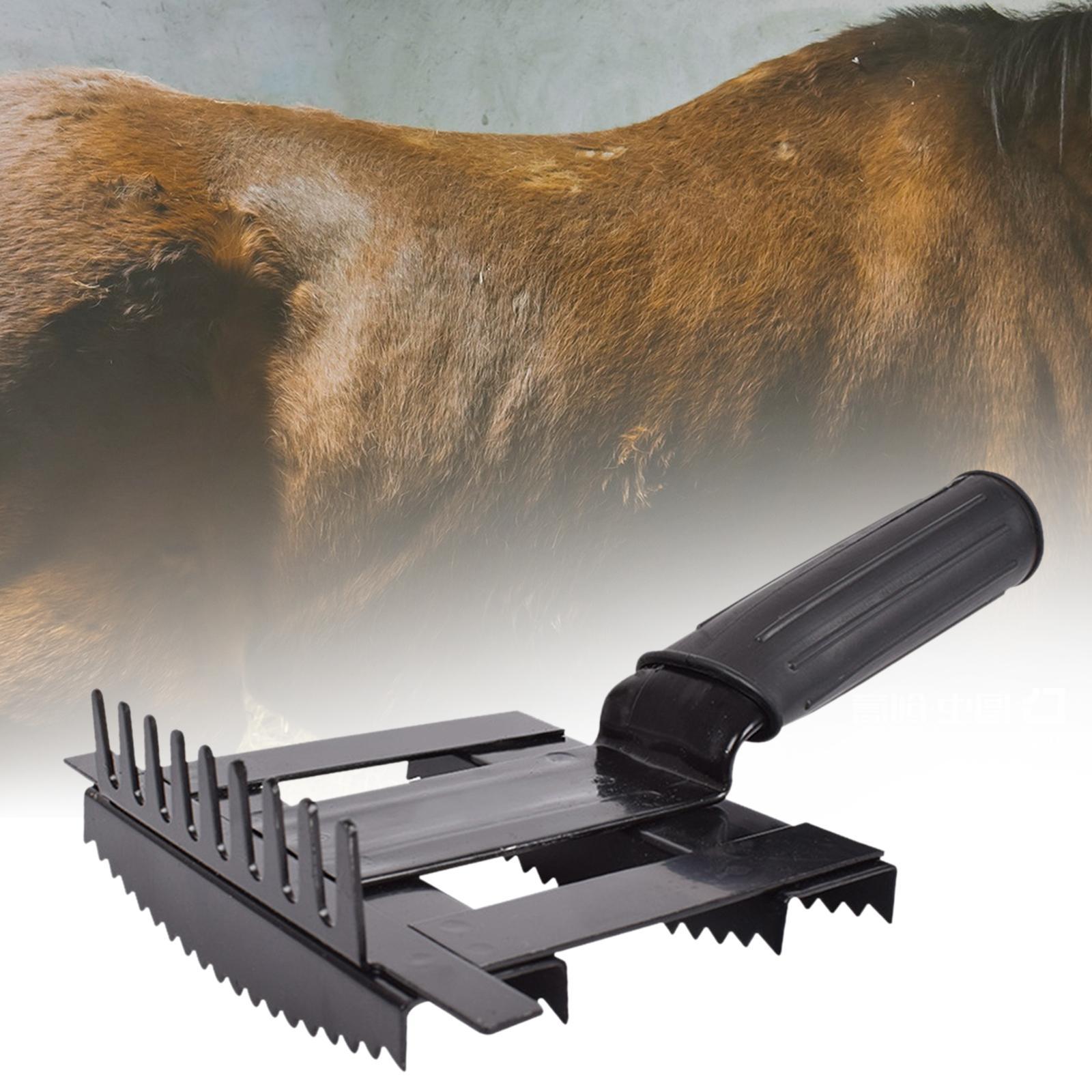 Grooming Kit Horse - 家畜用脱毛コーム ポータブル雄牛用毛ブラシ 頑丈で快適なグリップ 犬、雄牛、羊、牛、馬用の脱毛ツール
