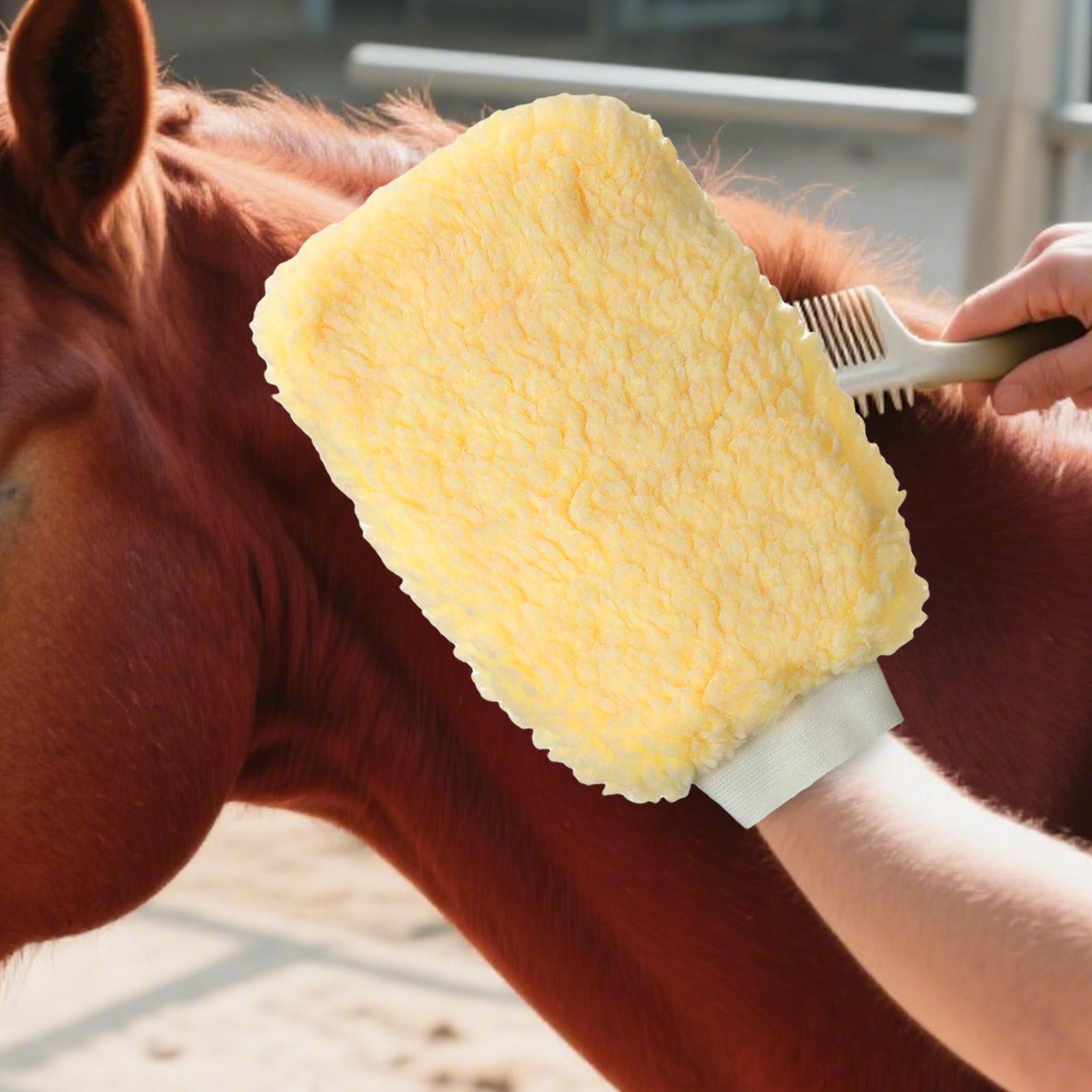Grooming Kit Horse - 馬用ティックミットアプリケーターグローブ、入浴・清掃用フリースグルーミングミット、多機能アニマルグローブ（猫、犬、ウサギ用）