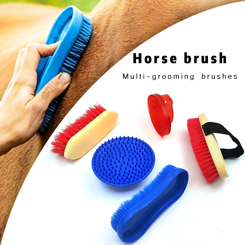 Grooming Kit Horse - 乗馬用馬の手入れブラシセット、万能ペット用洗浄マッサージツール（入浴、抜け毛ケア、お手入れ用）