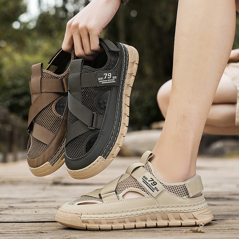 Outdoor Sport Outfit - メンズサンダル夏メッシュ通気性中空サンダルファッションアウトドアカジュアルスポーツサンダルビーチウェーディングサンダル Sandalias Hombre