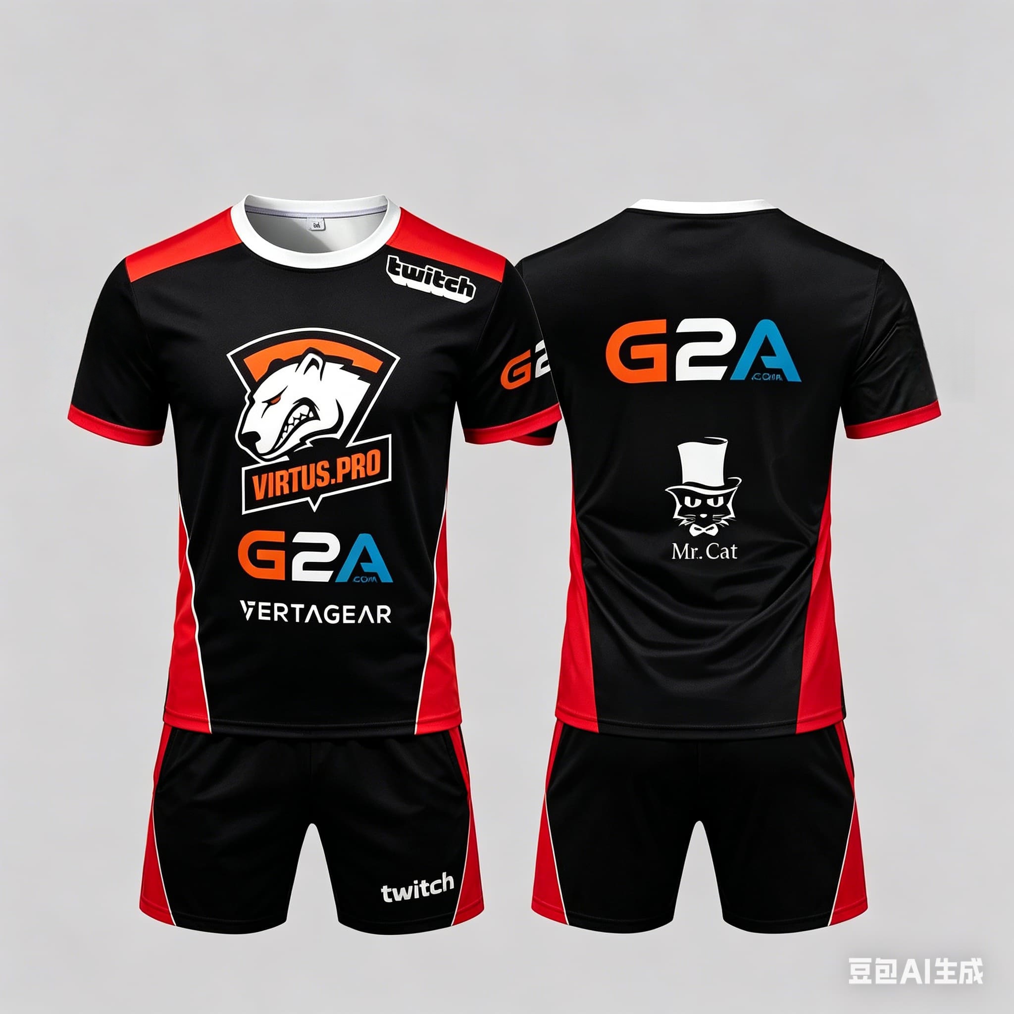 Outdoor Sport Is - Virtus.Pro eスポーツクラブユニフォーム夏屋外メンズスポーツ通気性Tシャツセットルーズデイリーカジュアルラウンドネック服