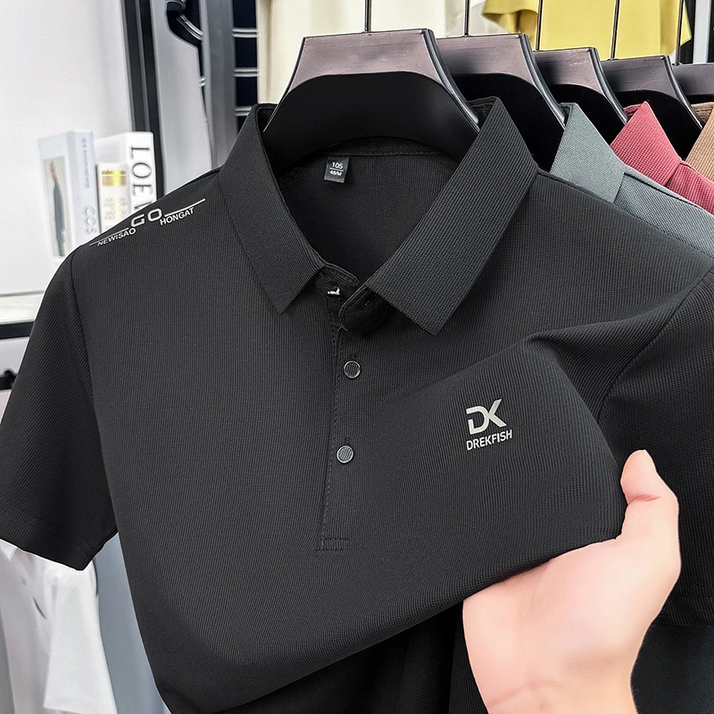 DREKFISH 刺繍入りポロシャツ男性弾性アイスシルク半袖 - Outdoor Sport Outfit のレビューと価格