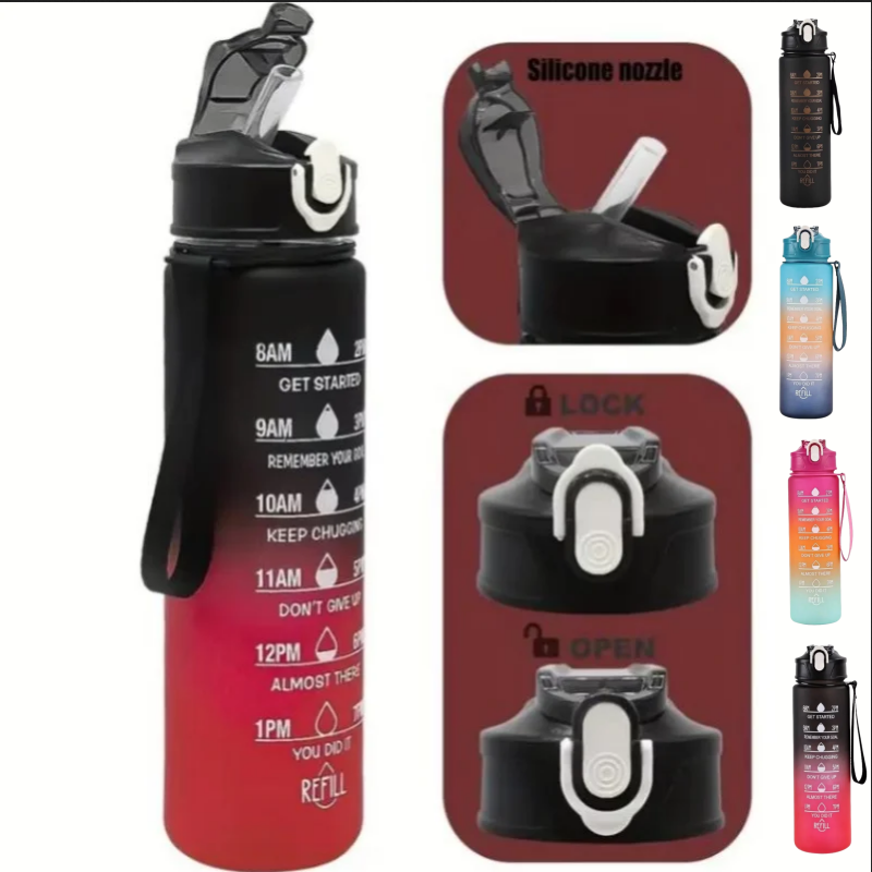 750mlスポーツウォーターボトル、時間トラッキングストロー - Outdoor Sports Adventure のレビューと価格