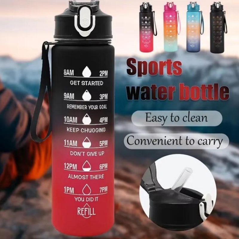 750mlスポーツウォーターボトル、時間トラッキングストロー - Outdoor Sports Adventure のレビューと価格