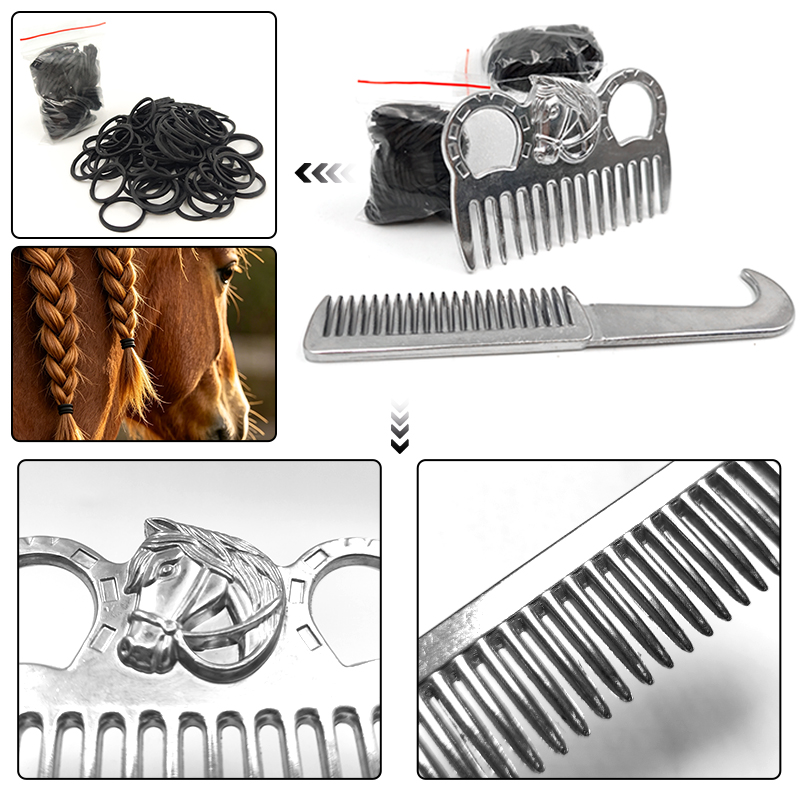 馬のたてがみと尾の手入れキット（ゴムバンド付き）、馬用のもつ - Grooming Kit Horse のレビューと価格