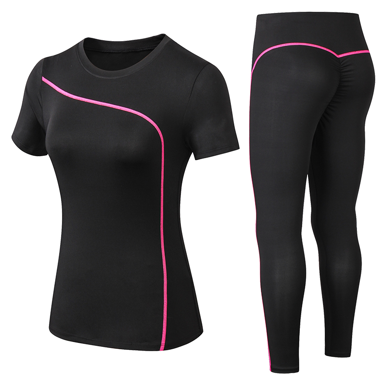ヨガセット速乾性 2 ピース女性半袖長ズボンアウトドアスポー - Outdoor Sport Outfit のレビューと価格