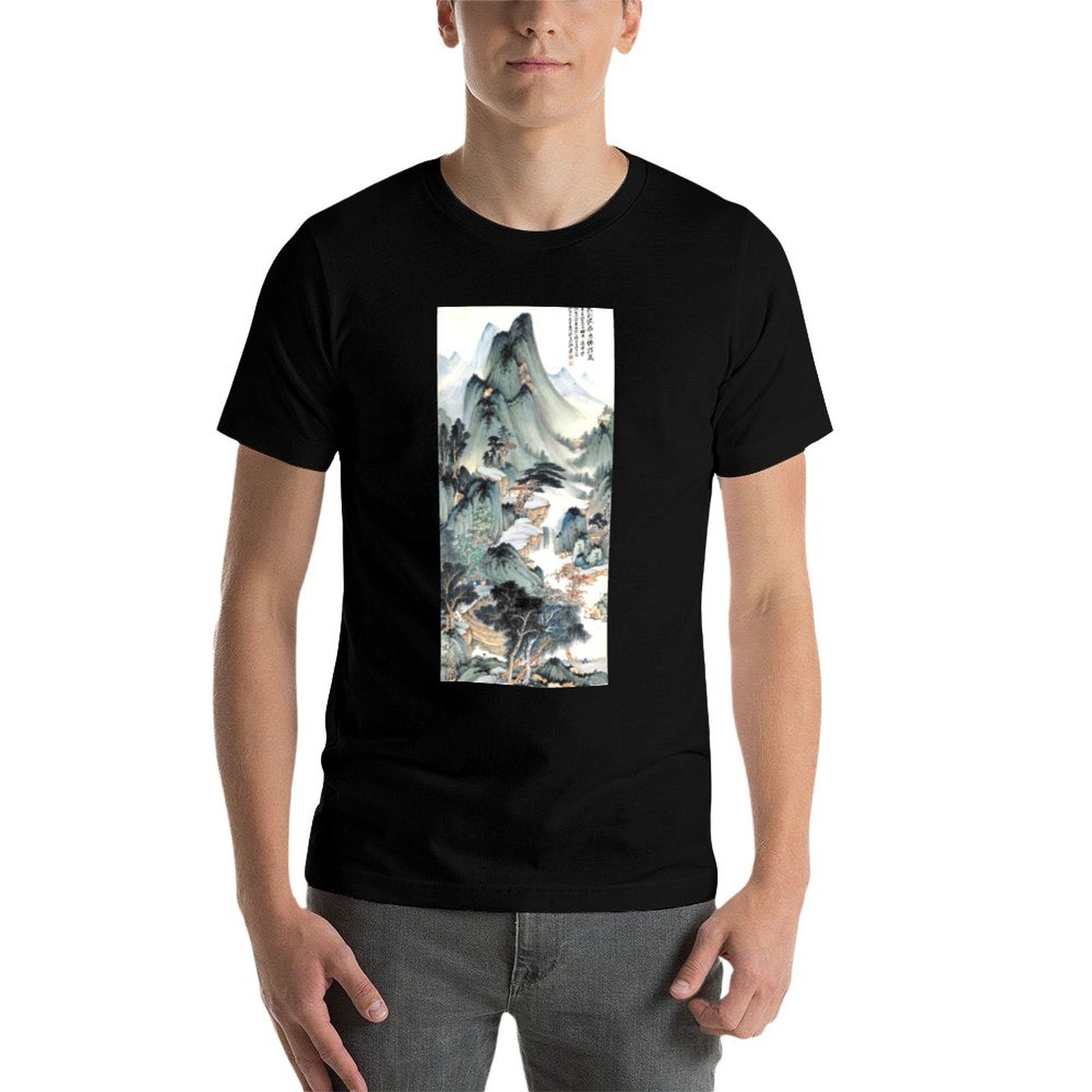 張大千作「華陽天宮」Tシャツ 速乾性アウトドアスポーツTシャ - Outdoor Sports Hall のレビューと価格