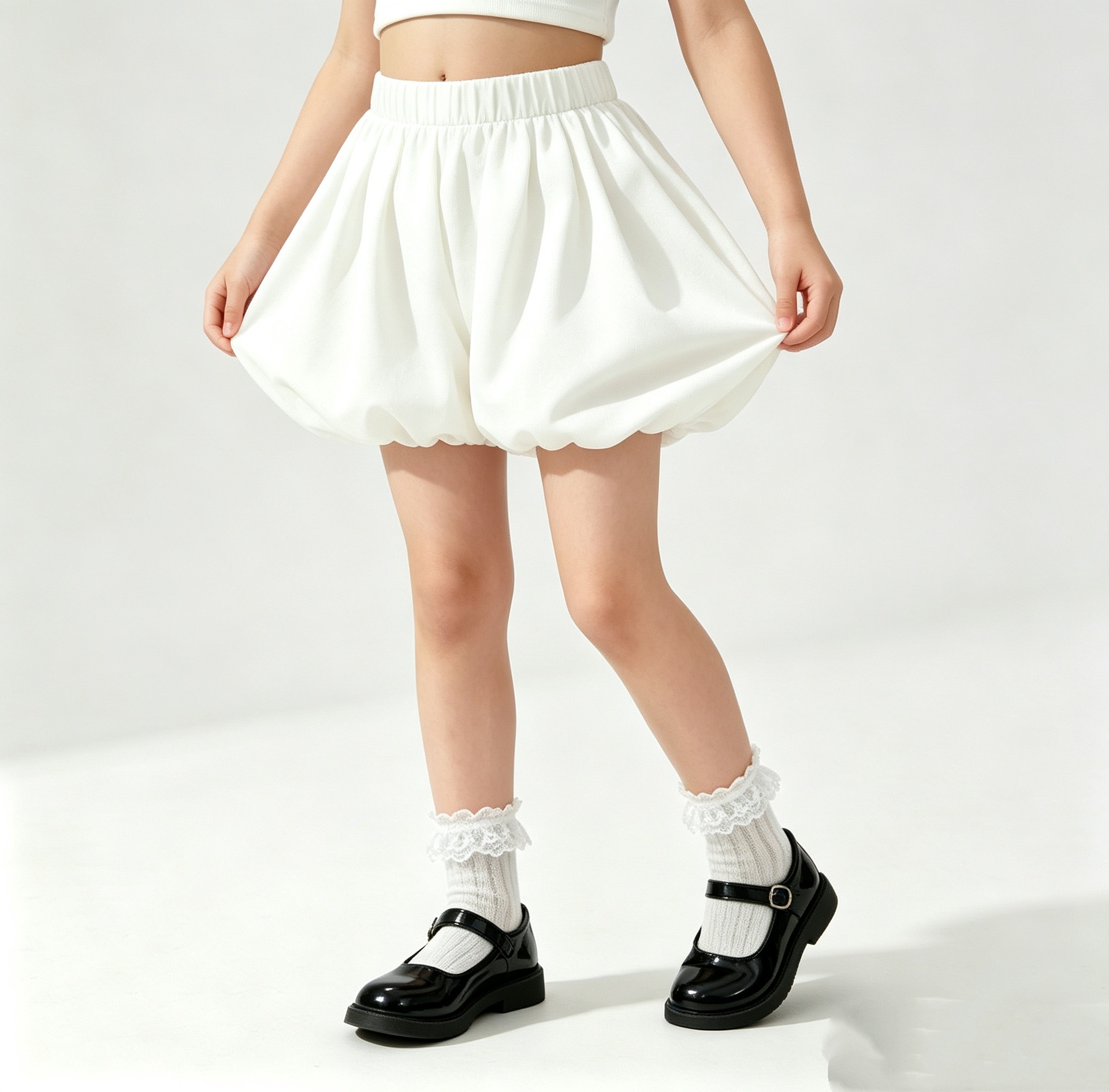 女子学生バブルスカートブルマーズゴムウエストパフィースカート - Outdoor Sport Outfit のレビューと価格