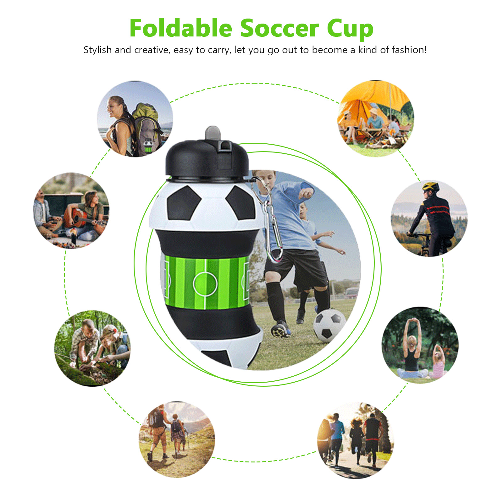 550ml 折りたたみ式サッカーウォーターボトル 食品グレー - Outdoor Sport Field のレビューと価格