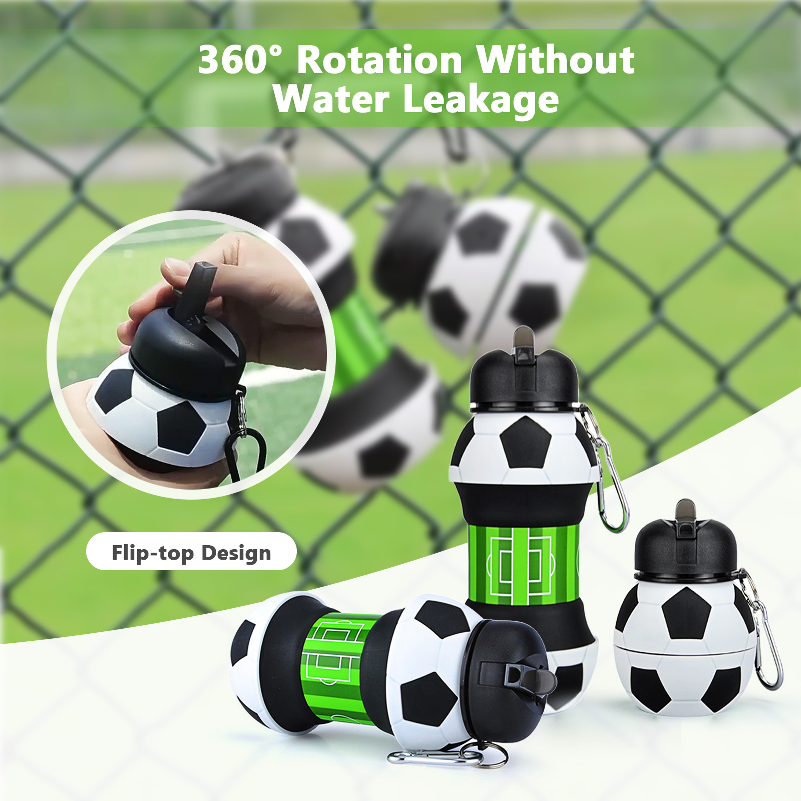 550ml 折りたたみ式サッカーウォーターボトル 食品グレー - Outdoor Sport Field のレビューと価格